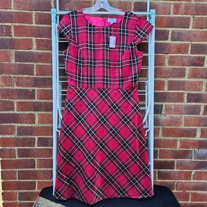Children's Place Womens red plaid short sleeve Holiday party dress NEW Size 6